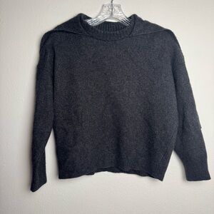 Brochu Walker Dark Gray Knit Sweater Wool Cashmere with Hood like‎ Scarve